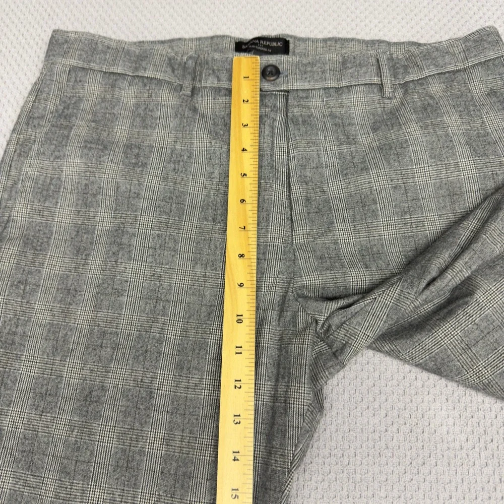 Banana Republic Pants Mens 36x32 Plaid Monochrome Slim Taper Cotton Blend Preppy